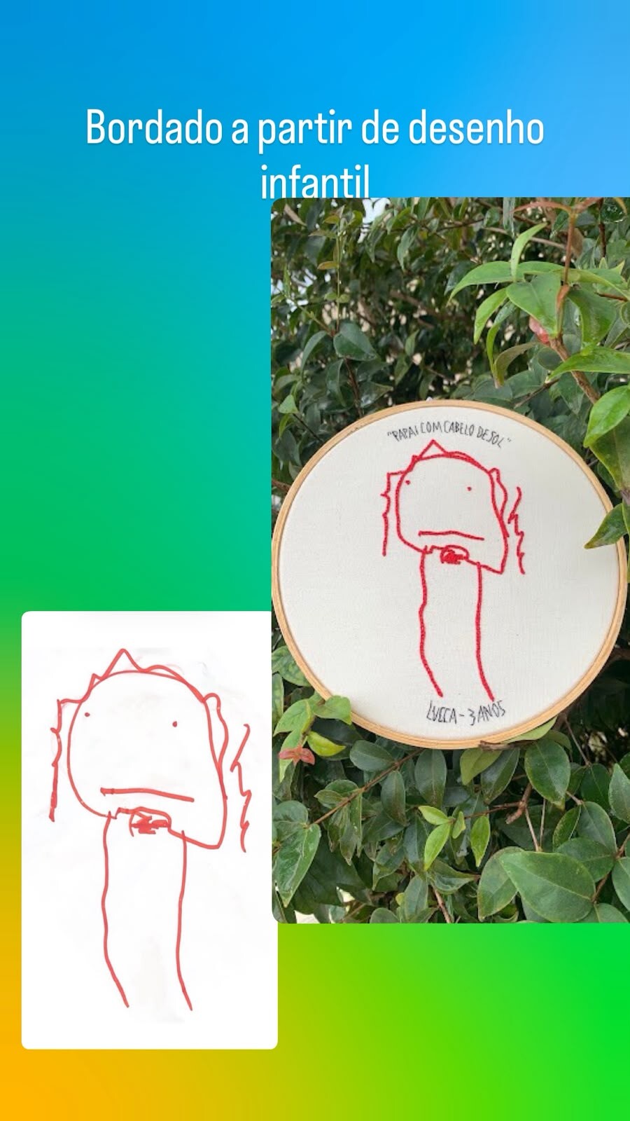 Bordado a partir de desenho das crianças - eternize as lembranç