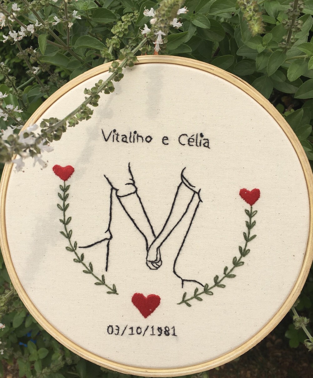 Bordado em Bastidor - Dia dos Namorados - Bodas e Datas de casal