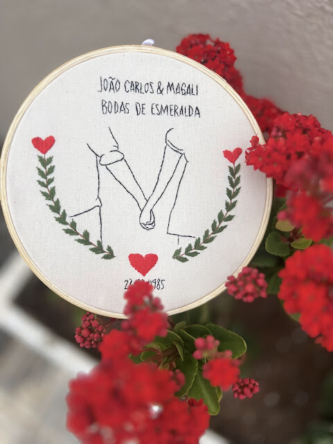 Bordado em Bastidor - Dia dos Namorados - Bodas e Datas de casal