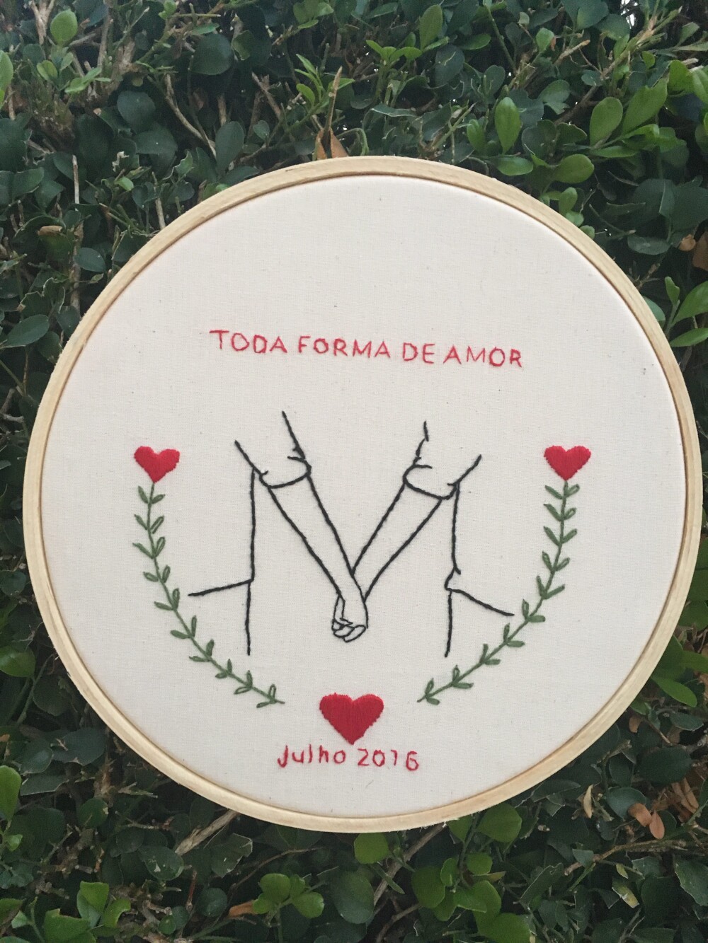Bordado em Bastidor - Dia dos Namorados - Bodas e Datas de casal
