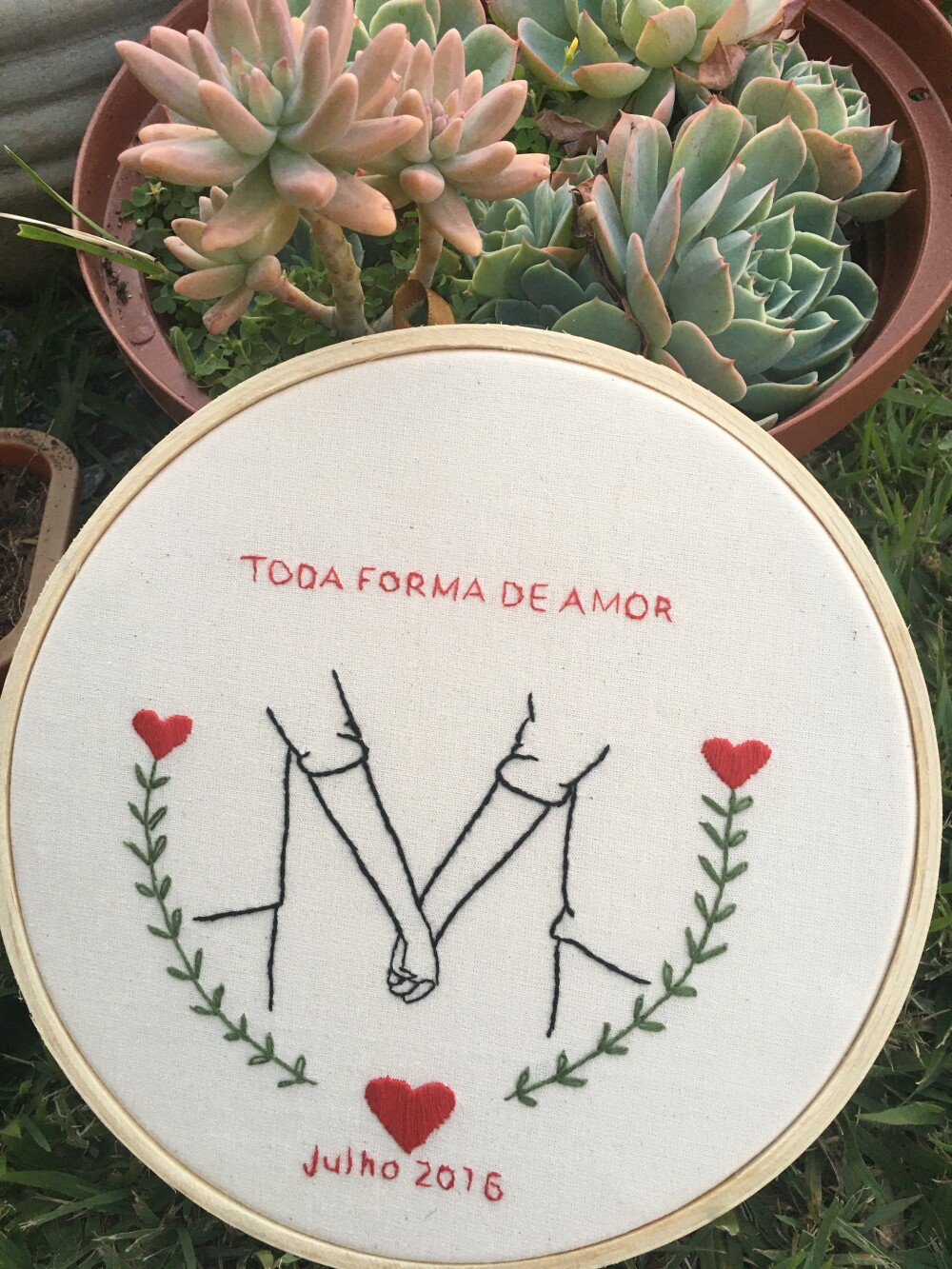 Bordado em Bastidor - Dia dos Namorados - Bodas e Datas de casal