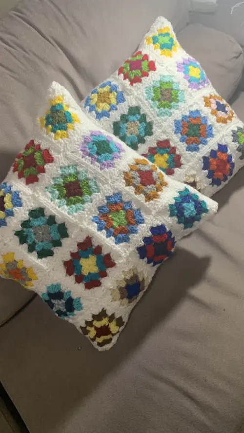 Capa de Almofada de crochê 40 X 40 cm mod. HIPPIE BRANCO - Cópi