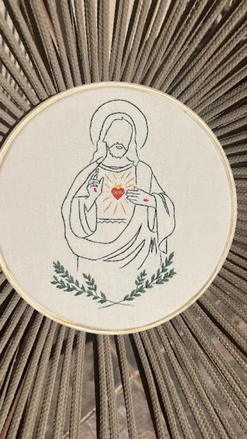Bordado em Bastidor - Católicos - Sagrado Coração de Jesus