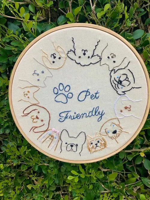 Bordado em Bastidor - Familia e Pets - Pet Friendly