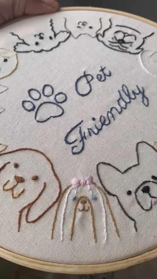 Bordado em Bastidor - Familia e Pets - Pet Friendly