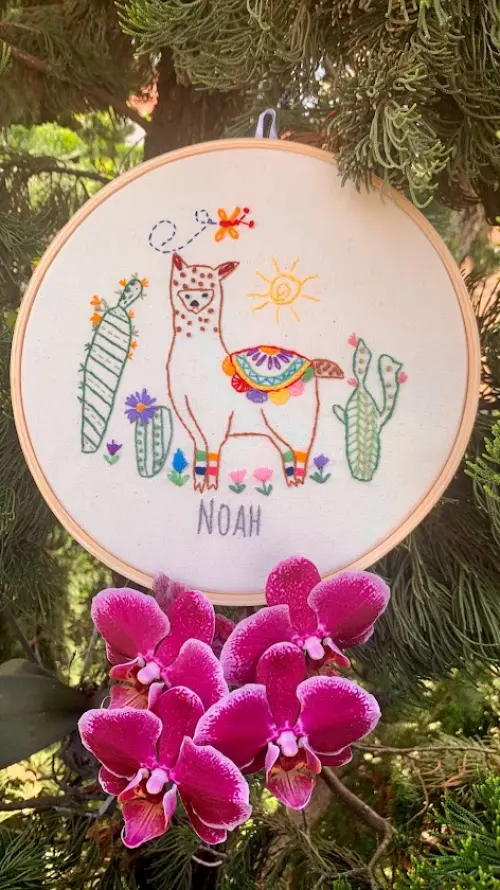 Bordado em Bastidor - Alpaca e Lhama - Noah