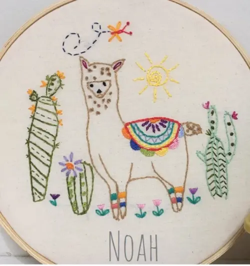 Bordado em Bastidor - Alpaca e Lhama - Noah