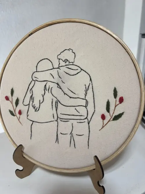 Bordado em Bastidor - Dia dos Namorados - Casal e frase
