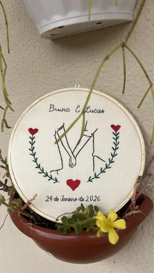 Bordado em Bastidor - Dia dos Namorados - Bodas e Datas de casal