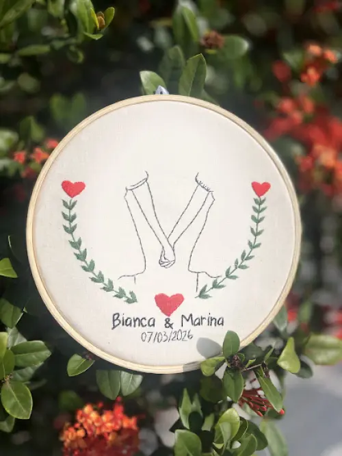 Bordado em Bastidor - Dia dos Namorados - Bodas e Datas de casal