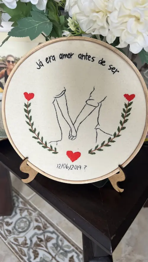 Bordado em Bastidor - Dia dos Namorados - Bodas e Datas de casal