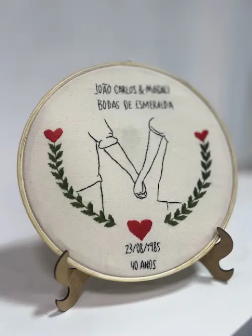 Bordado em Bastidor - Dia dos Namorados - Bodas e Datas de casal