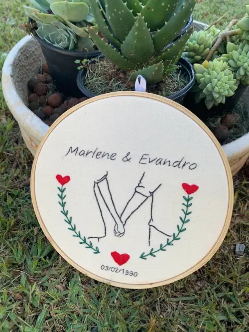 Bordado em Bastidor - Dia dos Namorados - Bodas e Datas de casal