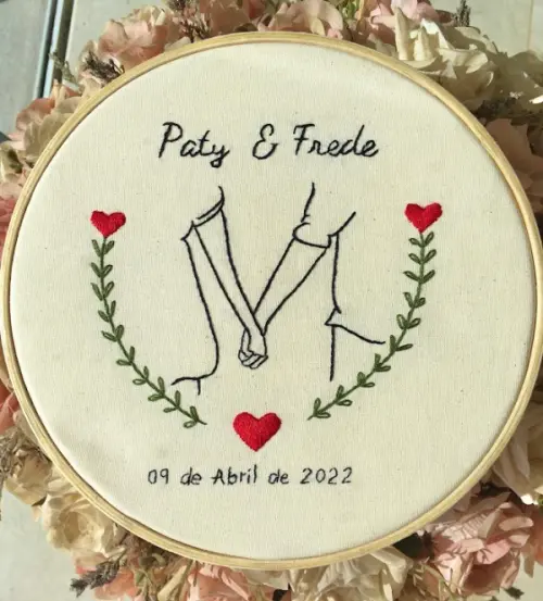 Bordado em Bastidor - Dia dos Namorados - Bodas e Datas de casal