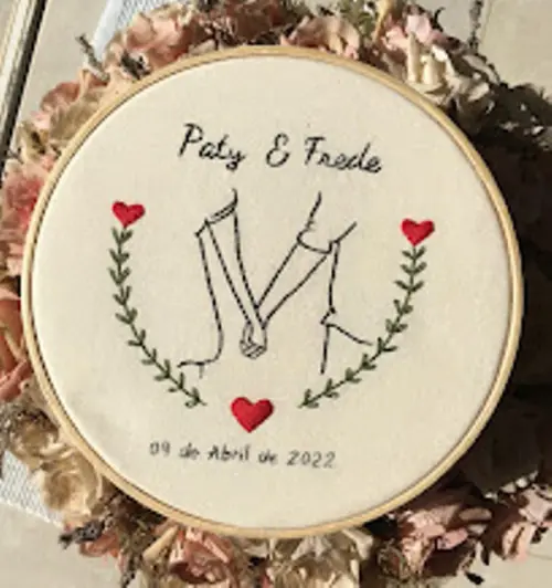 Bordado em Bastidor - Dia dos Namorados - Bodas e Datas de casal