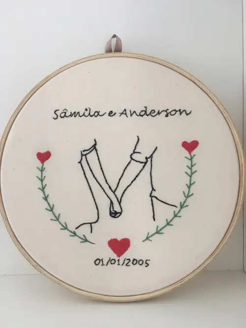 Bordado em Bastidor - Dia dos Namorados - Bodas e Datas de casal
