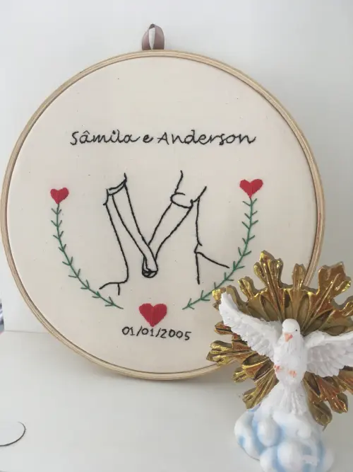 Bordado em Bastidor - Dia dos Namorados - Bodas e Datas de casal