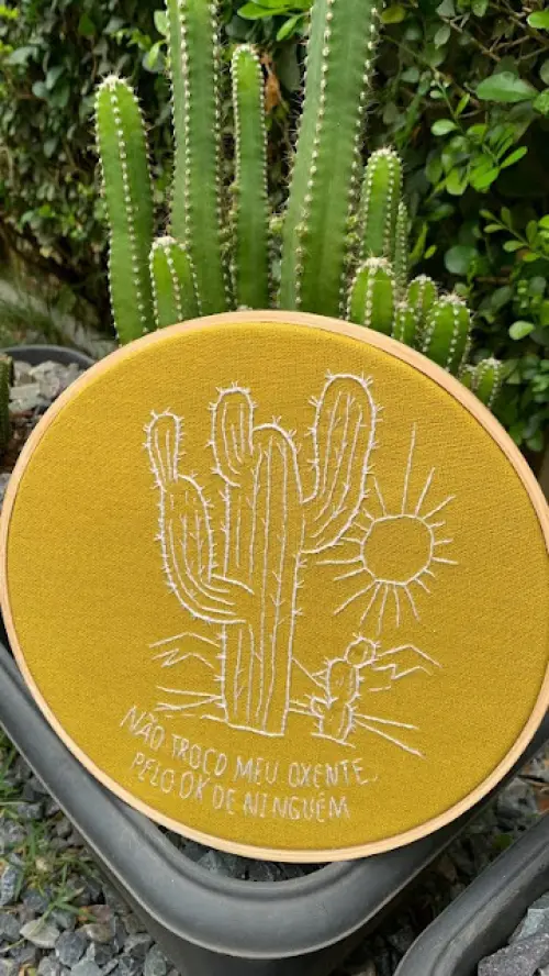 Bordado em Bastidor - Cactus Oxente