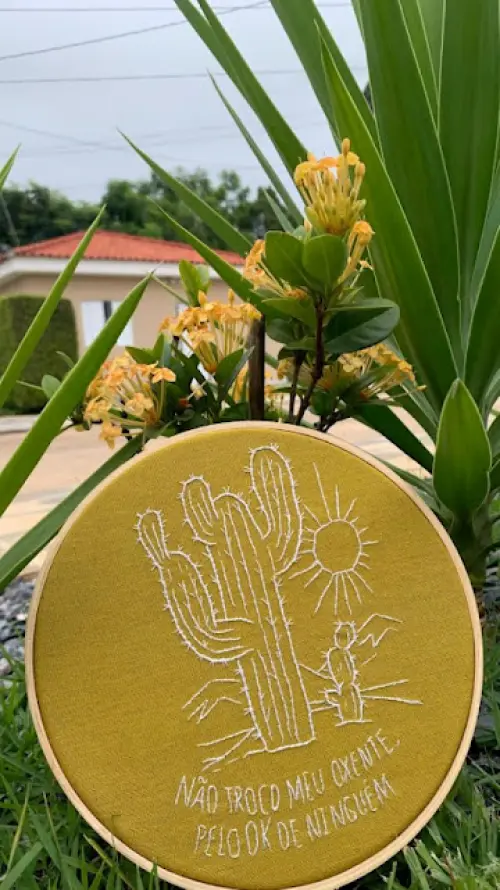 Bordado em Bastidor - Cactus Oxente