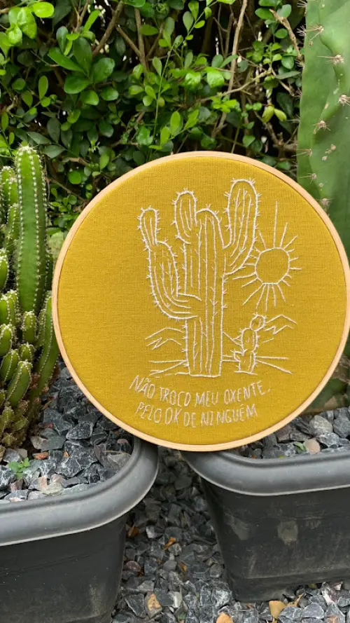 Bordado em Bastidor - Cactus Oxente