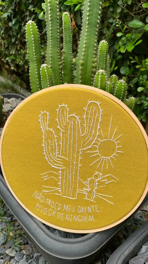 Bordado em Bastidor - Cactus Oxente