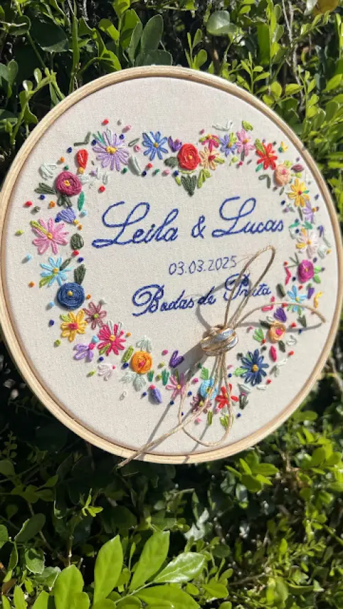 Porta Alianças de casamento - Guirlanda de flores