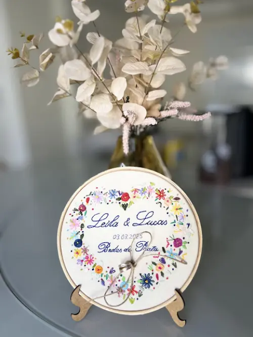 Porta Alianças de casamento - Guirlanda de flores