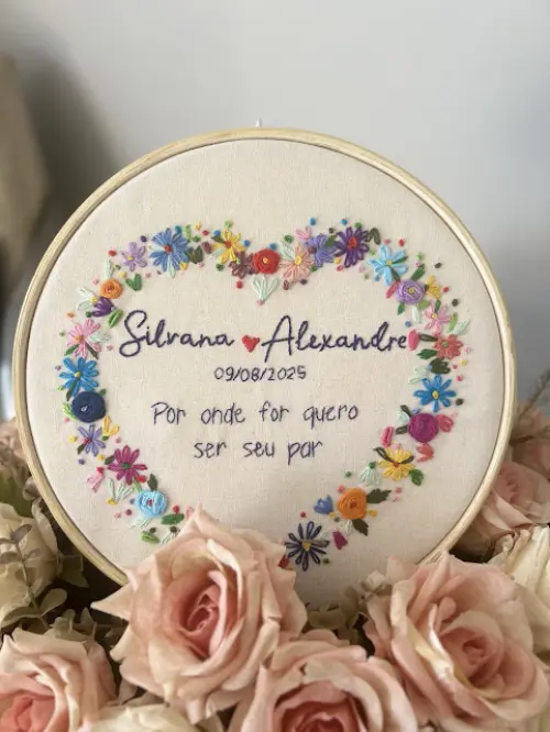 Porta Alianças de casamento - Guirlanda de flores