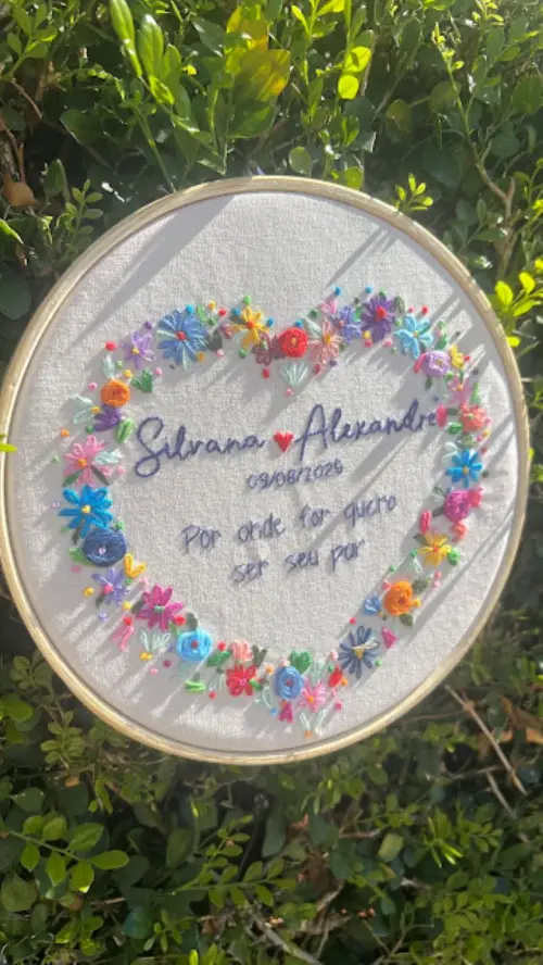 Porta Alianças de casamento - Guirlanda de flores