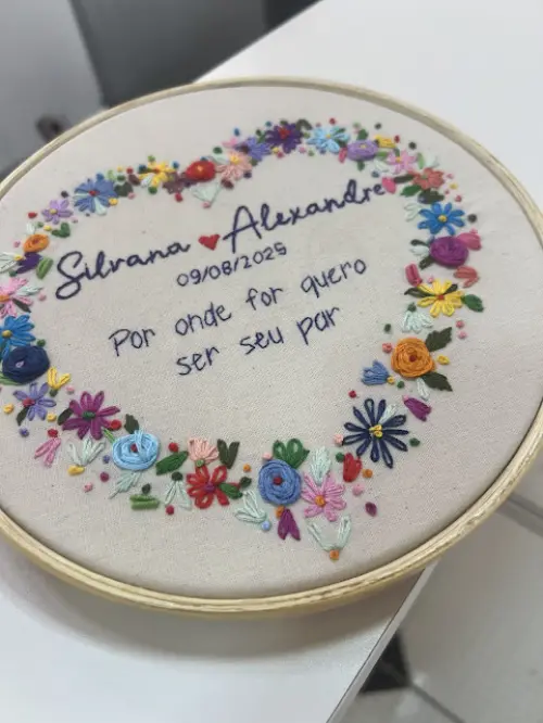 Porta Alianças de casamento - Guirlanda de flores