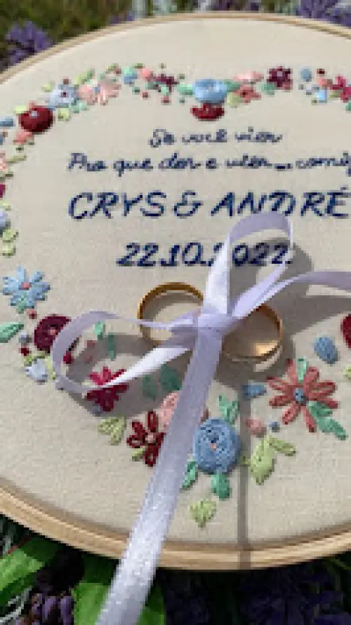 Porta Alianças de casamento - Guirlanda de flores