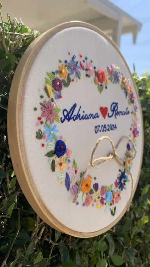 Porta Alianças de casamento - Guirlanda de flores