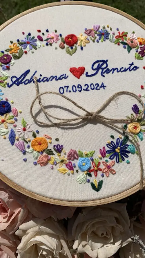 Porta Alianças de casamento - Guirlanda de flores