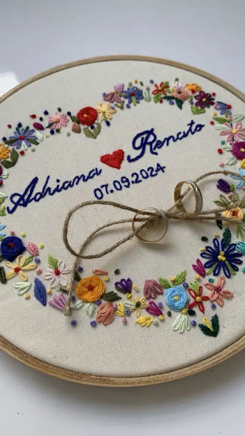 Porta Alianças de casamento - Guirlanda de flores