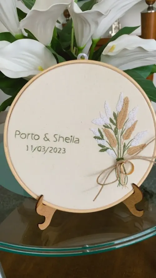 Porta Alianças de casamento - Buquê de trigo