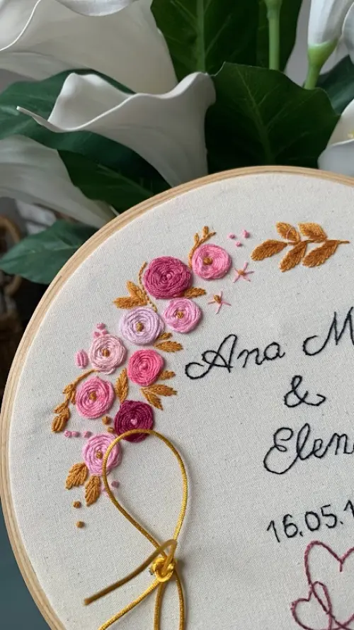 Porta Alianças de casamento - flores rosa