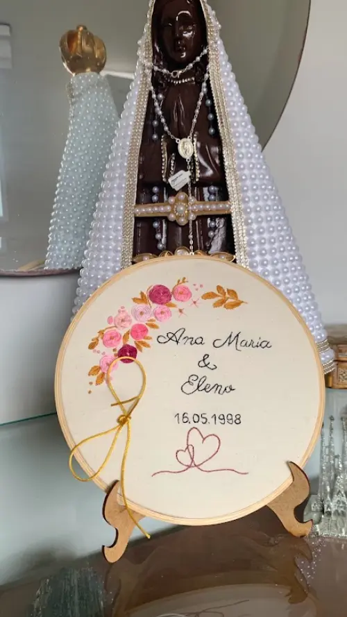 Porta Alianças de casamento - flores rosa
