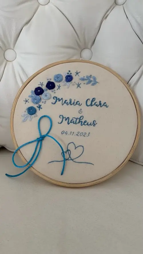 Porta Alianças de casamento - flores azul