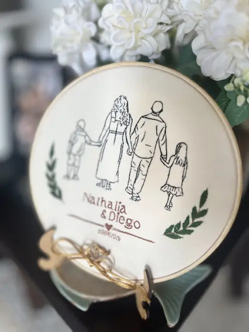 Porta Alianças de casamento - foto bordada