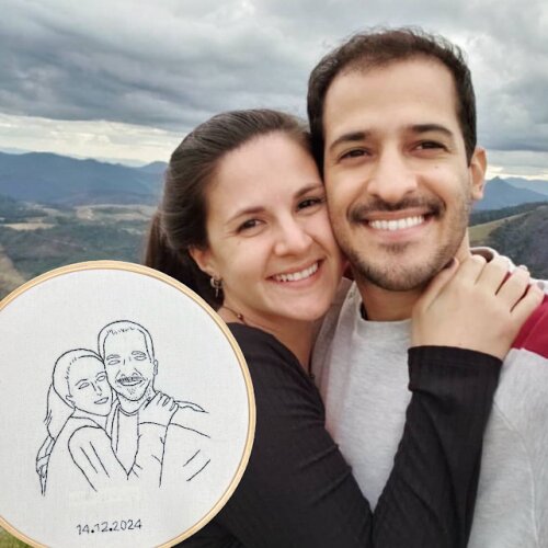 Bordado a partir de fotografia - eternize seus momentos - casamento