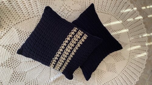 Capa de Almofada de crochê 40 X 40 cm Lisa azul marinho