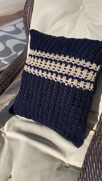 Capa de Almofada de crochê 40 X 40 cm Lisa azul marinho