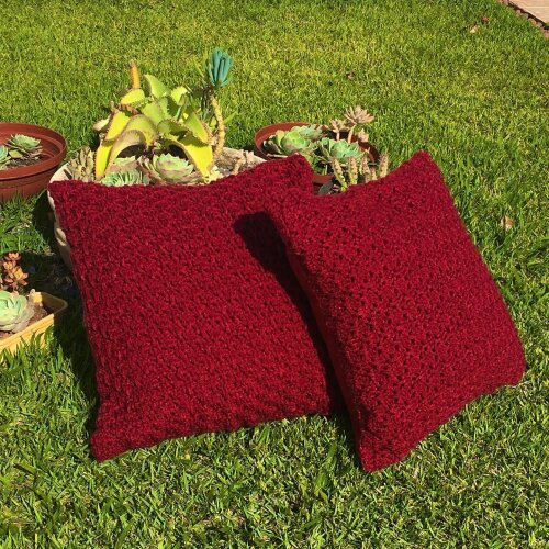 Capa de Almofada de crochê 40 X 40 cm Lisa Marsala