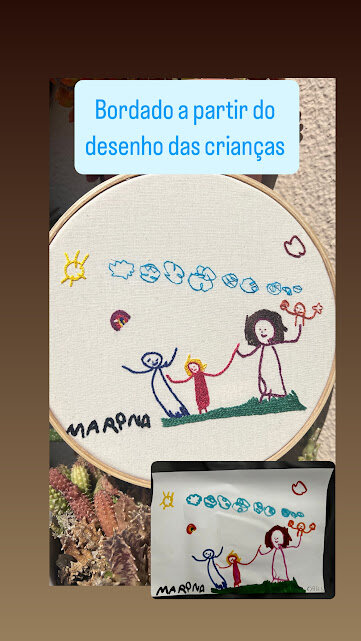 Bordado a partir de desenho das crianças - eternize as lembranças