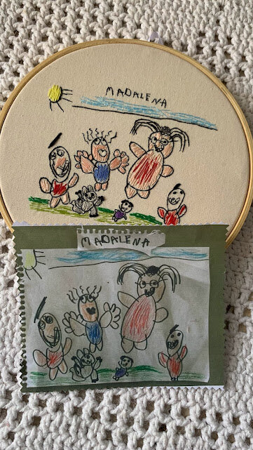 Bordado a partir de desenho das crianças - eternize as lembranç