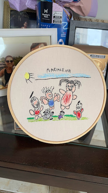 Bordado a partir de desenho das crianças - eternize as lembranç