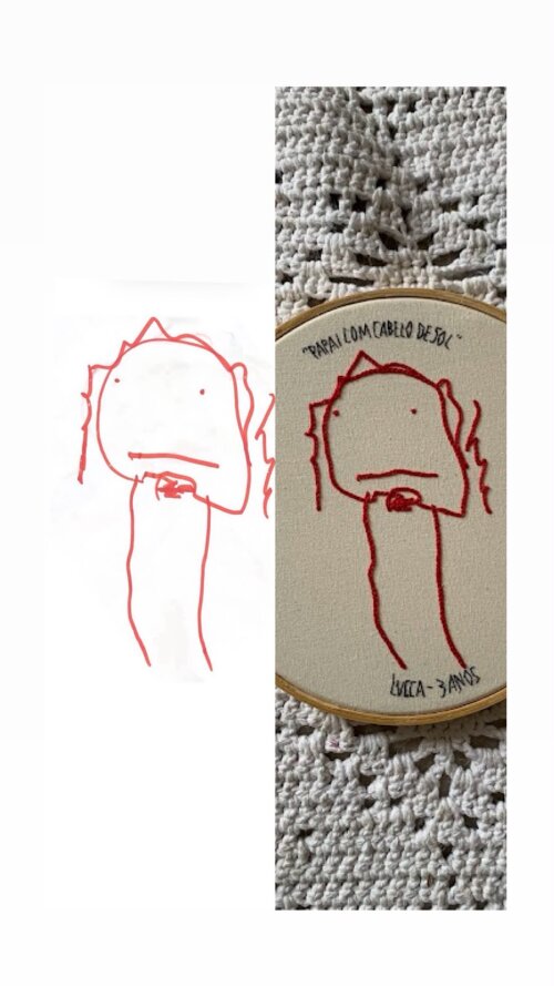 Bordado a partir de desenho das crianças - eternize as lembranç
