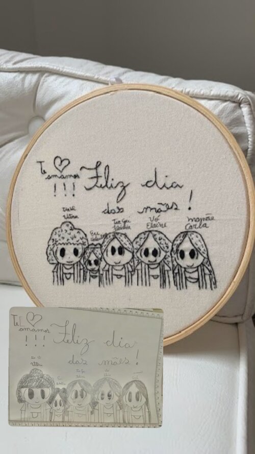 Bordado a partir de desenho das crianças - eternize as lembranças