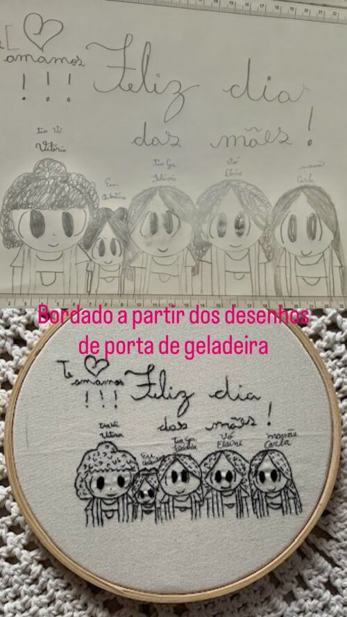 Bordado a partir de desenho das crianças - eternize as lembranç