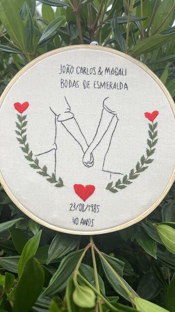 Bordado em Bastidor - Dia dos Namorados - Bodas e Datas de casal
